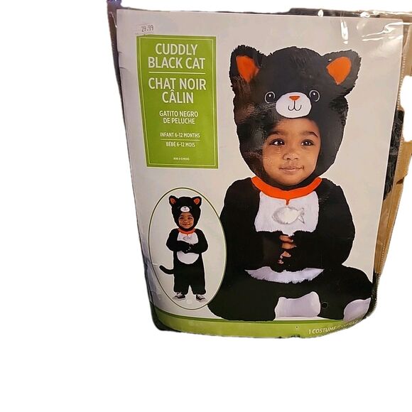 Cuddly Black Cat Costume (6-12 Months) | Multicolor | 3 Pc. New Infant Dress Up - Picture 1 of 6